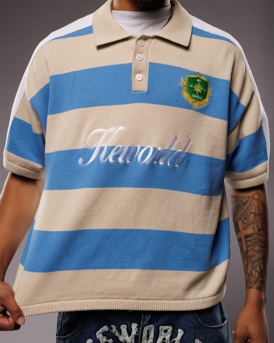 VINTAGE POLO TEE (AQUA)-4